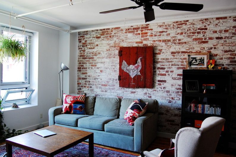 brick wall in the living room