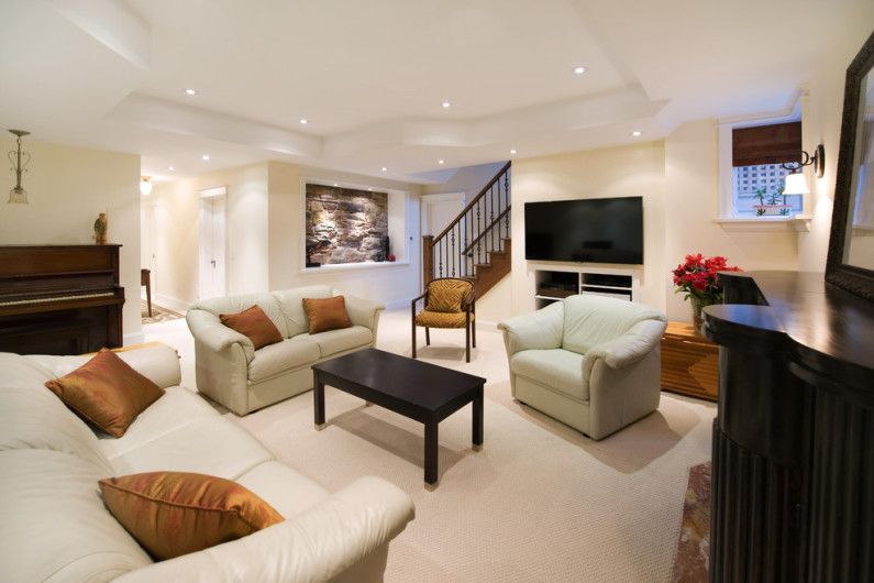 Beige color in the interior of the living room