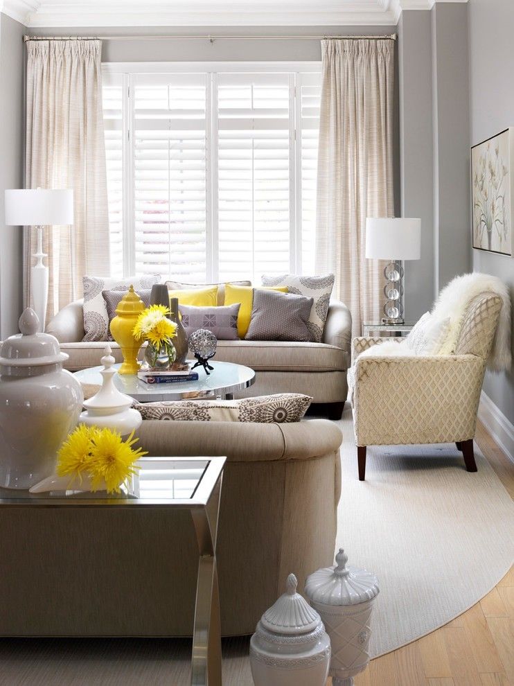 Beige color in the interior of the living room