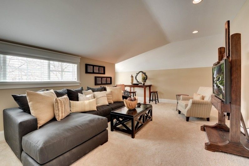 Beige color in the interior of the living room