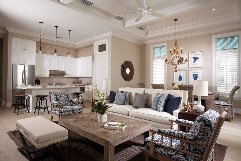 Beige color in the interior of the living room