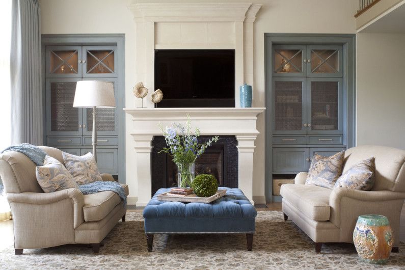 Beige color in the interior of the living room