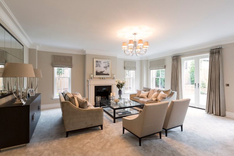 Beige color in the interior of the living room