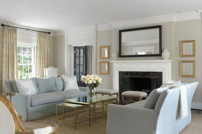 Beige color in the interior of the living room