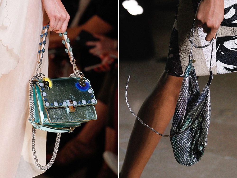 2017 spring / summer metallic handbags Fendi, Kenzo