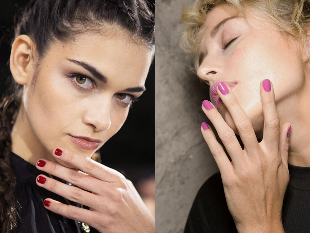 Manicure with red varnish shades spring-summer 2017