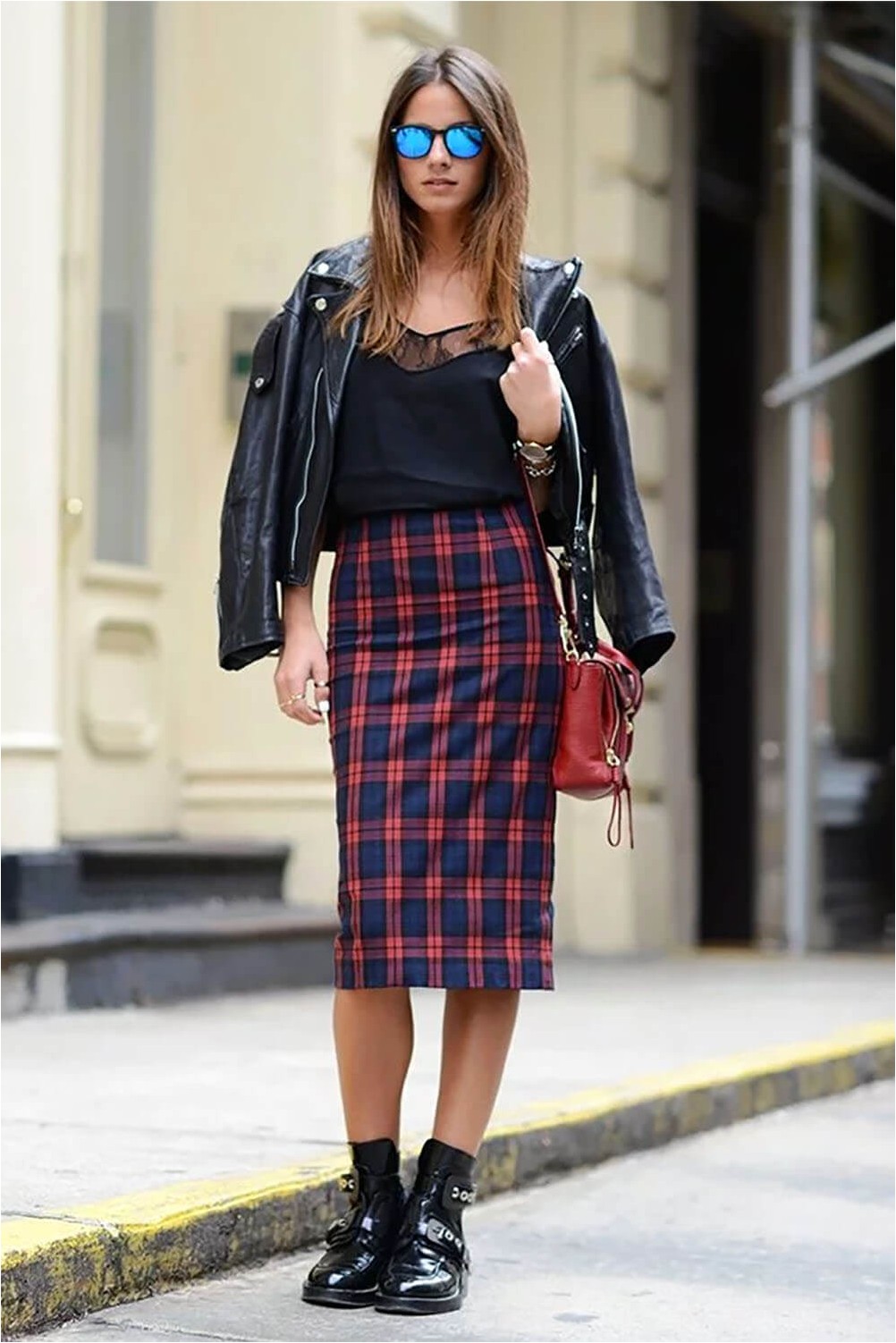 Pencil Skirt with Flat Shoes